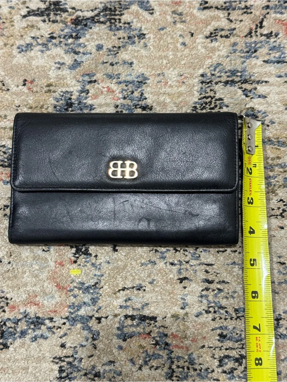BOSCA Black Leather Italian wallet with Gold Tone Logo